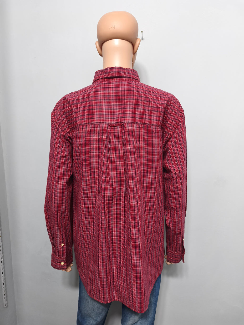 Vintage Chaps Checked Long Sleeve Shirt Red Navy Men's Size XXXL Oversized