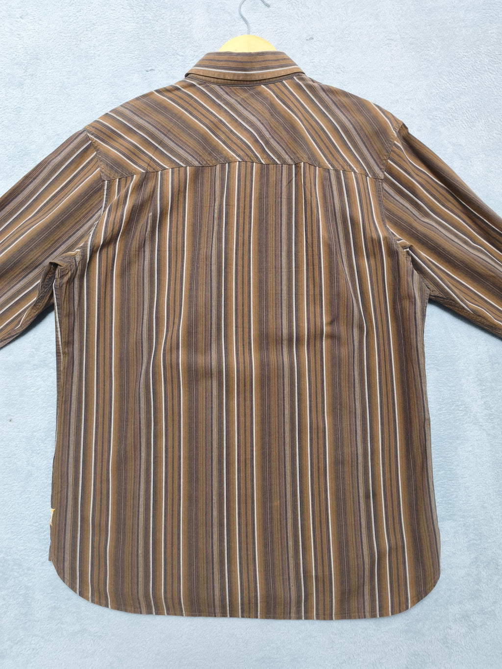 Vintage Timberland Striped Long Sleeve Shirt Brown White Men's Size Large L