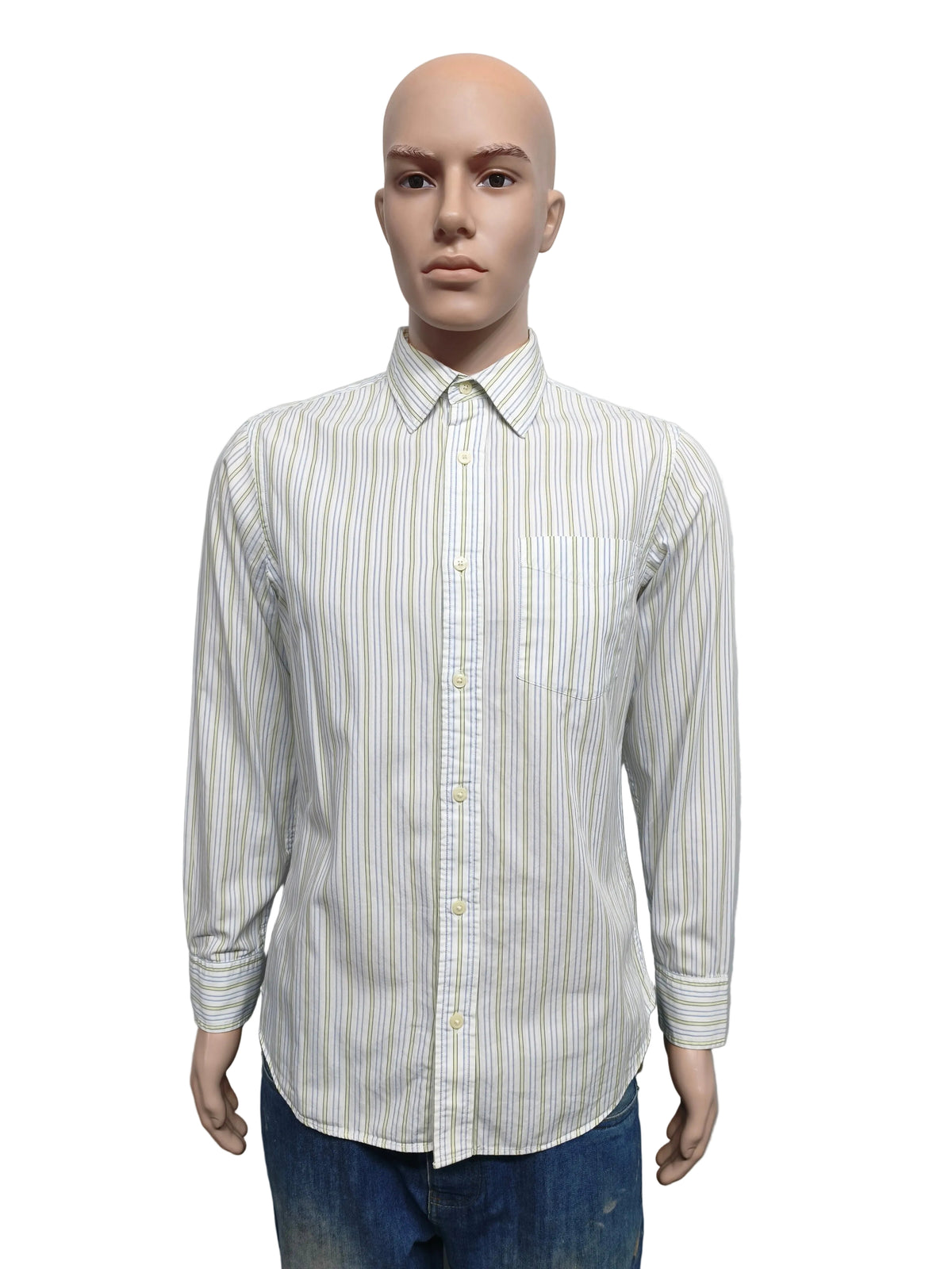 Vintage Banana Republic Striped Long Sleeve Shirt White Men's Size Medium M