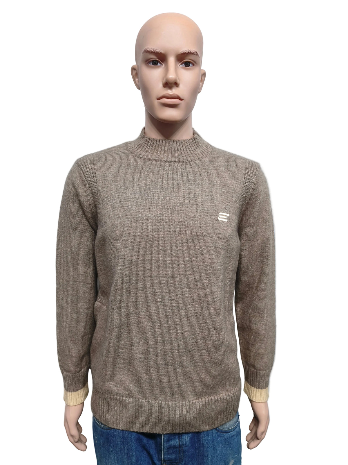 Vintage eeieer built in heated cable knit jumper sweater tan beige men size medium