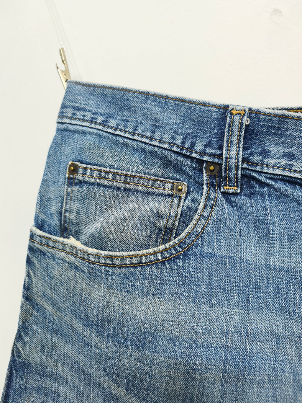 Vintage Lee Modern Series Blue Stonewash Raw Hem Jorts Shorts 90s Grunge W38