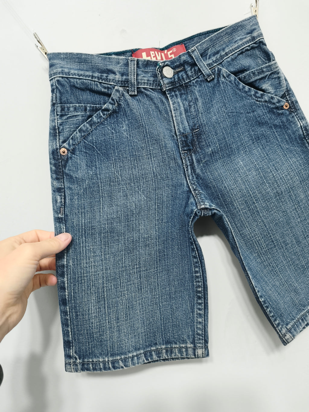 Vintage Levi's Kids Blue Denim Utility Jorts Shorts 90s Skater Retro Age 8 W24