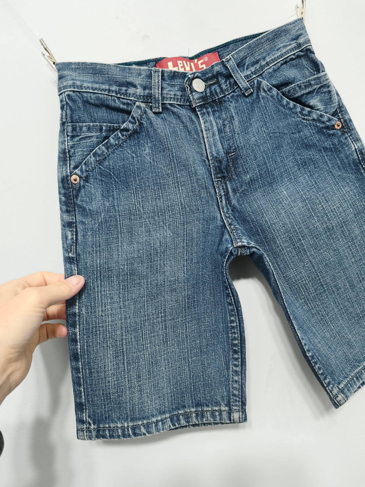 Vintage Levi's Kids Blue Denim Utility Jorts Shorts 90s Skater Retro Age 8 W24