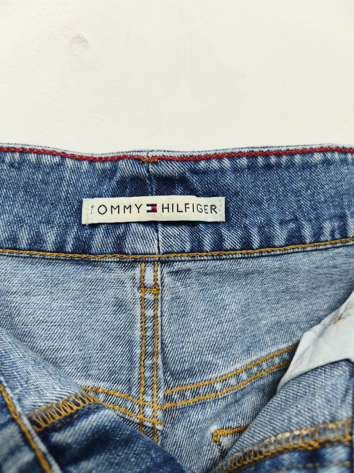 Vintage Tommy Hilfiger Double Button Mid Blue Denim Jorts Shorts Y2K 00s W32