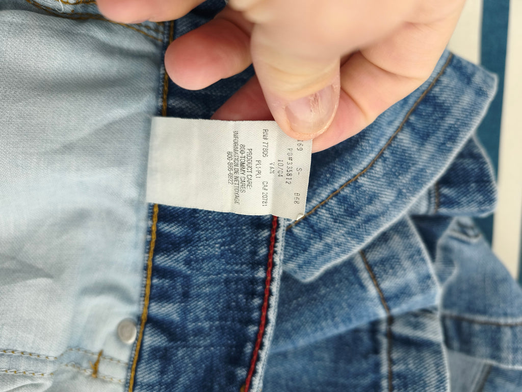 Vintage Tommy Hilfiger Double Button Mid Blue Denim Jorts Shorts Y2K 00s W32